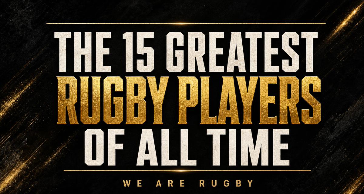 WE ARE RUGBY editorial graphic reading The 15 Greatest Rugby Players of All Time